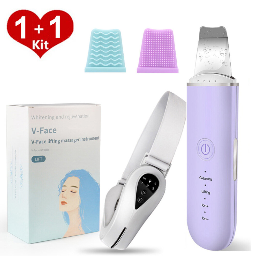 (White + Purple) Neck Face Lifting Machine V-Face Shaping Massager