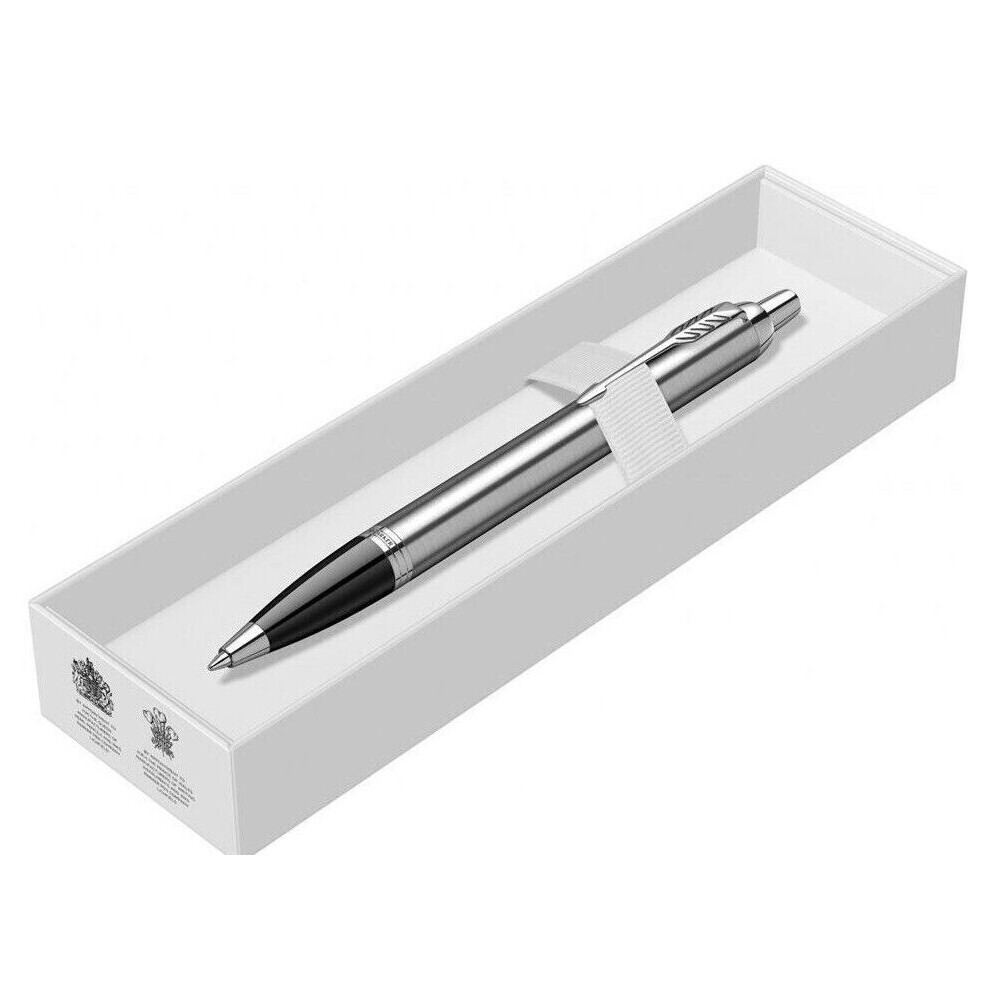 PARKER IM Ballpoint Pen Stainless Steel Chrome Trim Medium Point