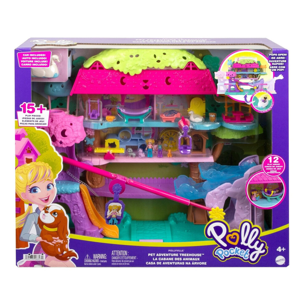 Mattel Polly Pocket Pollyville Pet Adventure Treehouse Playset