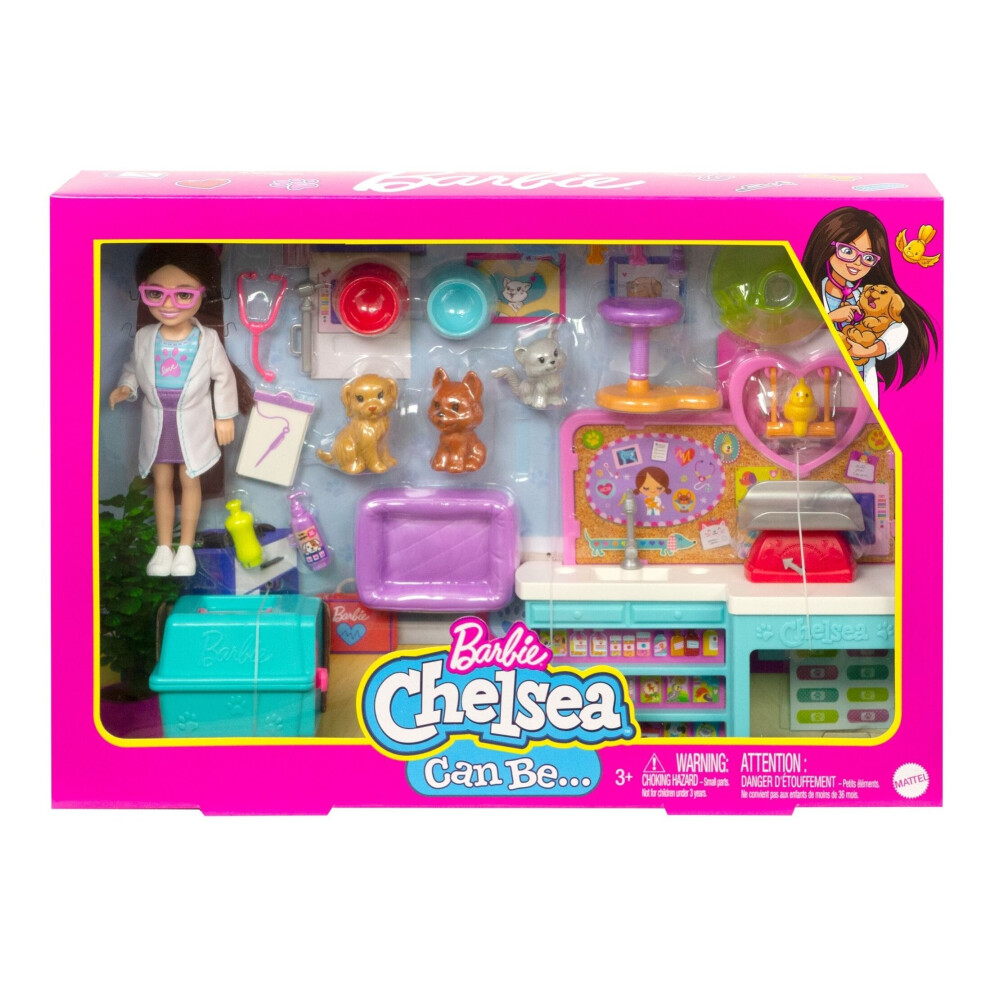 Mattel Barbie Chelsea Vet Centre Playset White