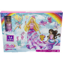 Barbie Dreamtopia Adventskalender, 24 Überraschungen, Barbie-Puppe, Haustiere, Kleidung & Accessoires