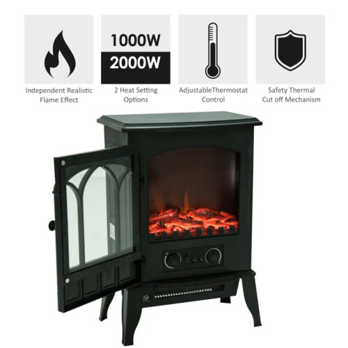 Realistic Led Flame Effect Electric Fireplace Heater for Home Office 2