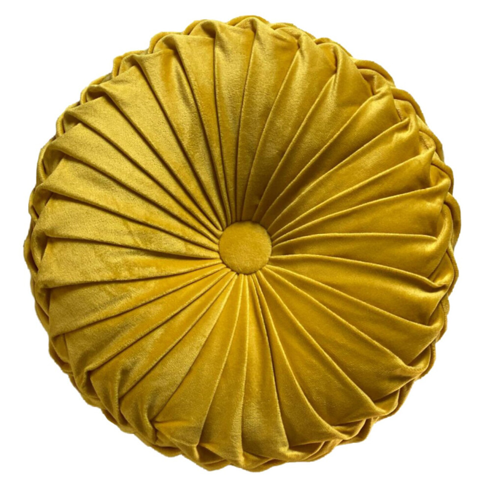 (Mustard) Round Cushion HOLLAND PLUSH Velvet Chic Filled
