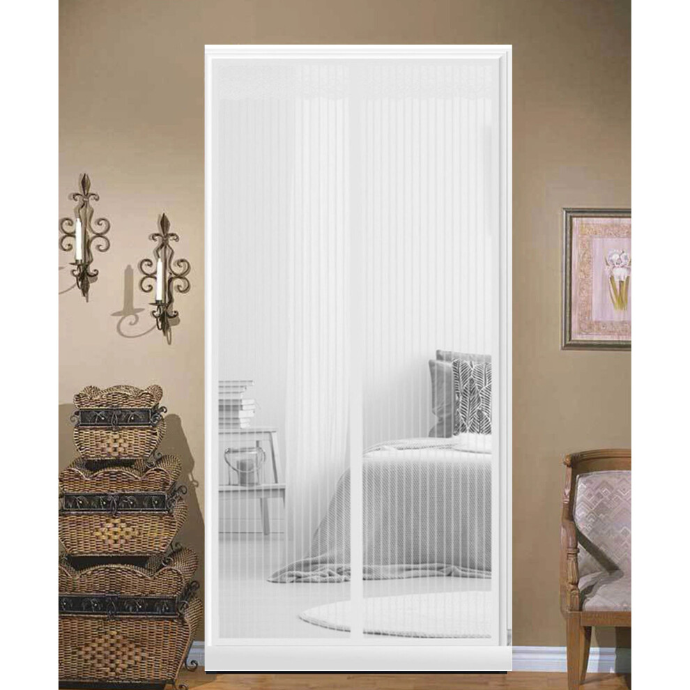 (White) Magnetic Insect Door Net Fly Insect Mesh Curtain