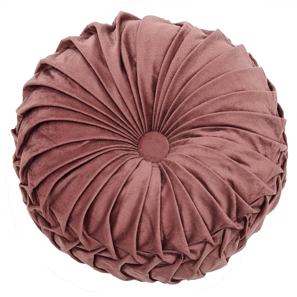 (Dark Pink) Round Cushion HOLLAND PLUSH Velvet Chic Filled