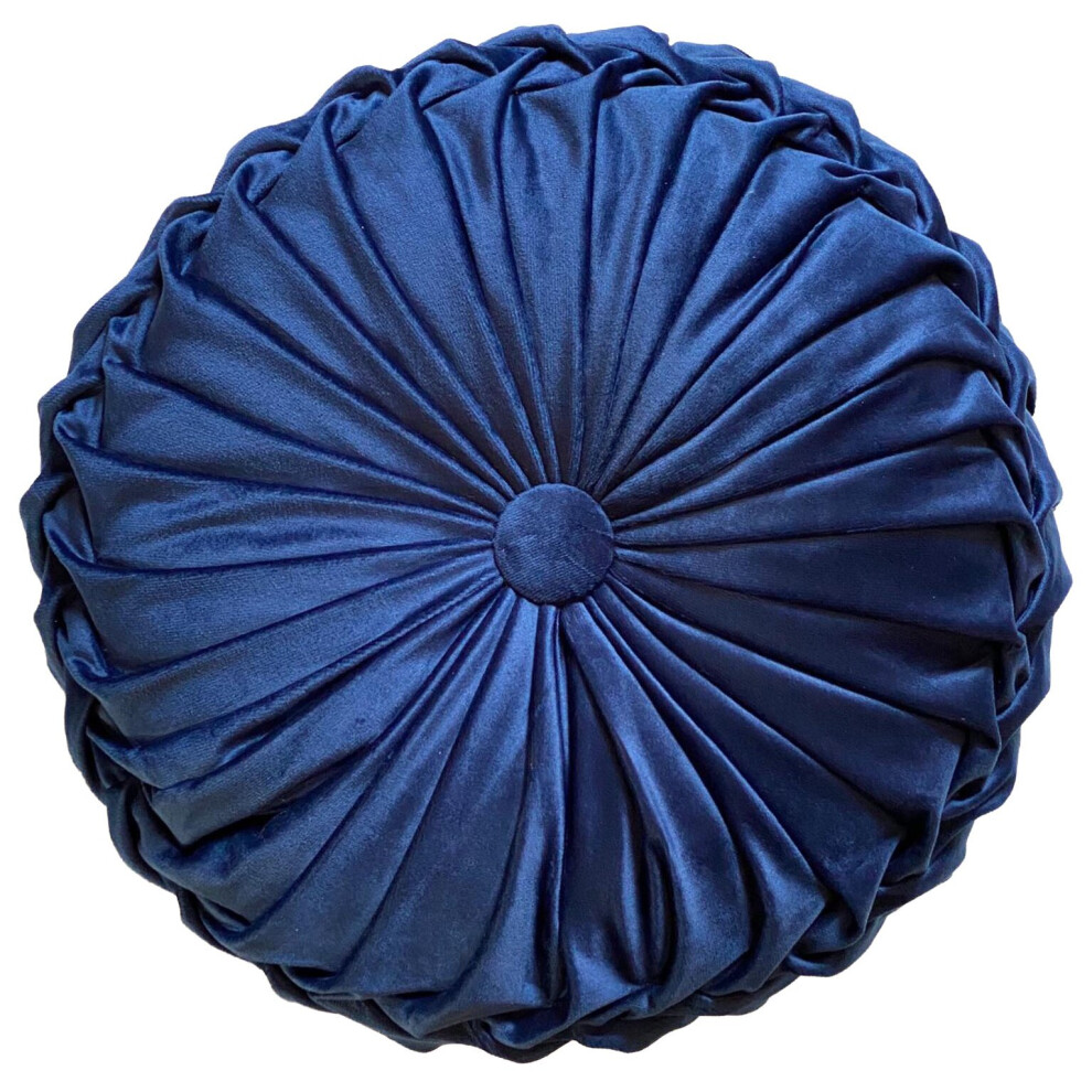 (Navy Blue) Round Cushion HOLLAND PLUSH Velvet Chic Filled