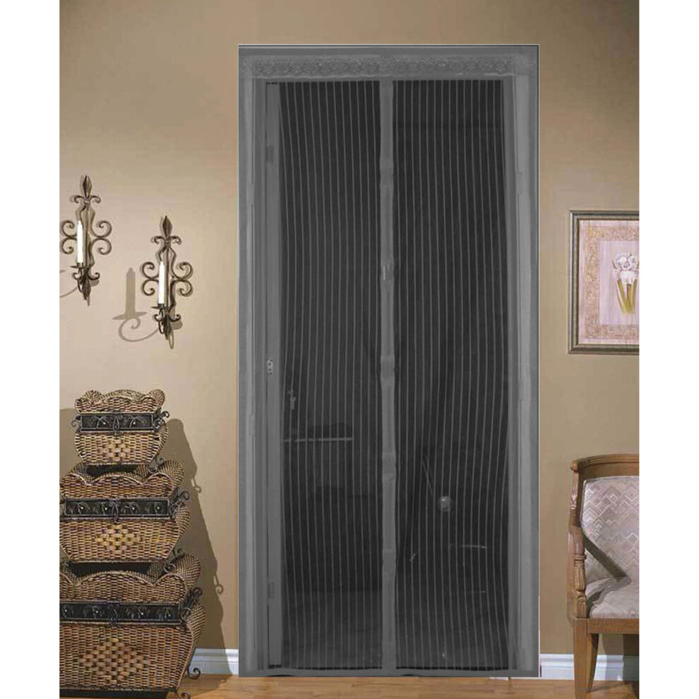 (Black) Magnetic Insect Door Net Fly Insect Mesh Curtain