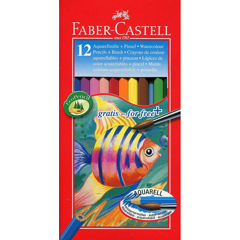 Faber-Castell Water Colour Pencils with Brush (Pack of 12 Pencils)