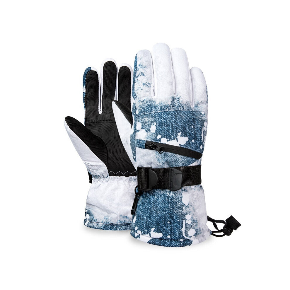 (Blue, L) Waterproof Winter Thermal Gloves for Skiing Snowboard,Riding Support Touch Screen