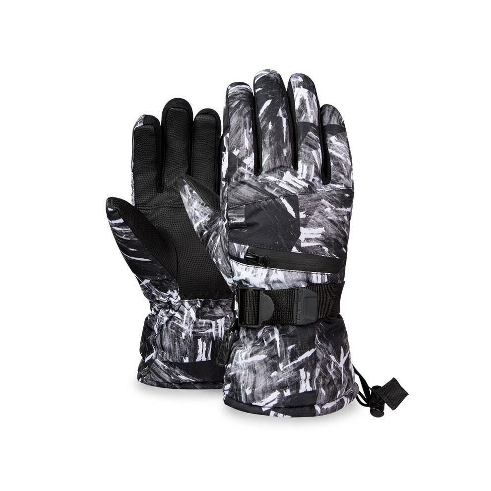 (back White, M) Waterproof Winter Thermal Gloves for Skiing Snowboard,Riding Support Touch Screen