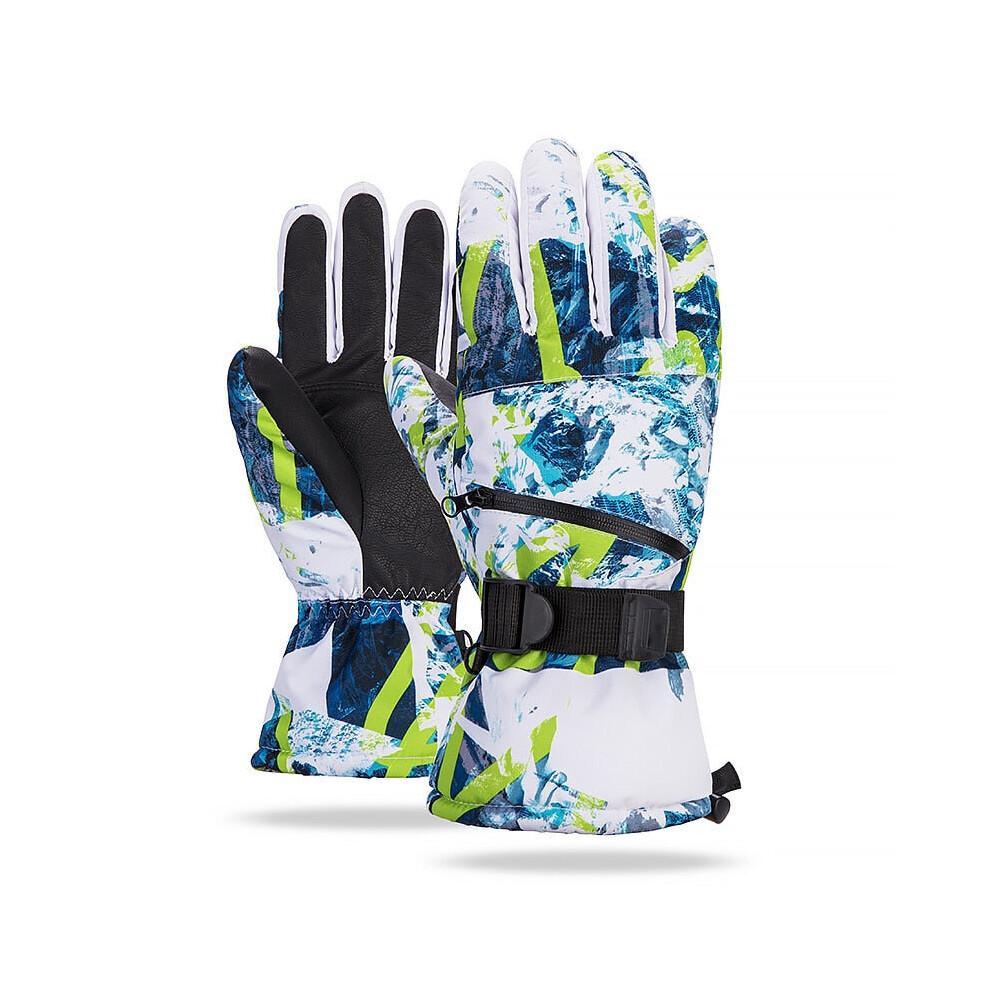 (Blue Green, M) Waterproof Winter Thermal Gloves for Skiing Snowboard,Riding Support Touch Screen