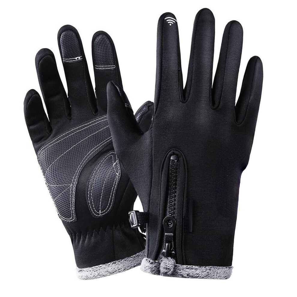 (Black, L) Unisex Winter Fleece Thermal Glove