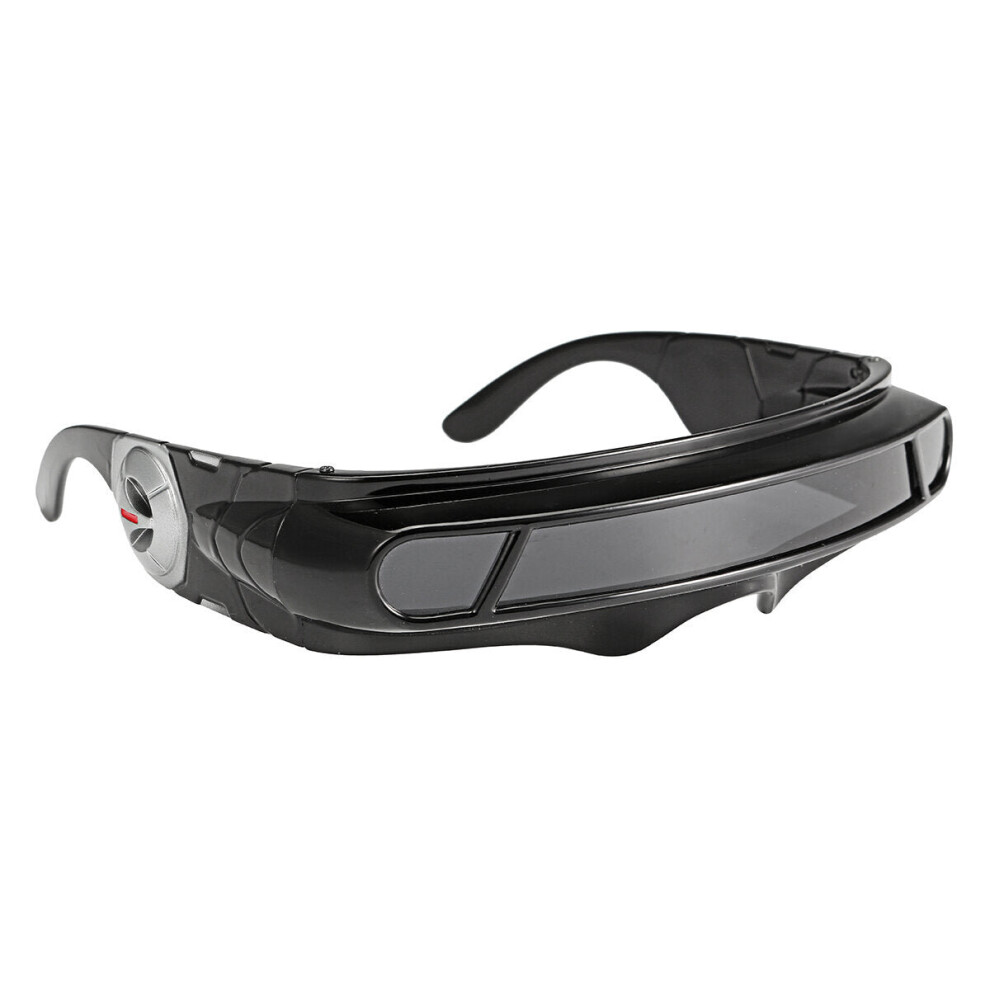 (Grey) Sunglasses Mirrored Narrow Lens Wrap Visor Robot Costume