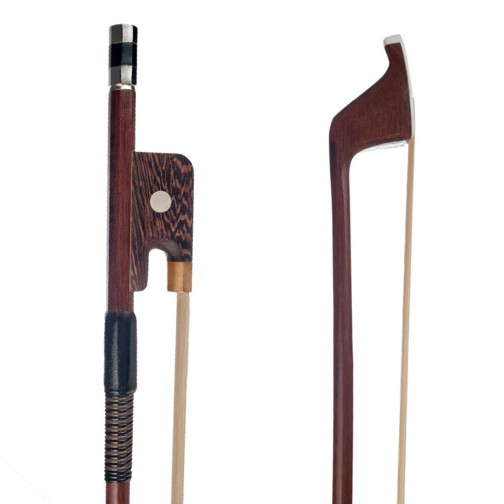 4/4 Double Bass Bow French Style Brazilwood Stick with Wenge Frog Sheep Skin Grip White Horsehair