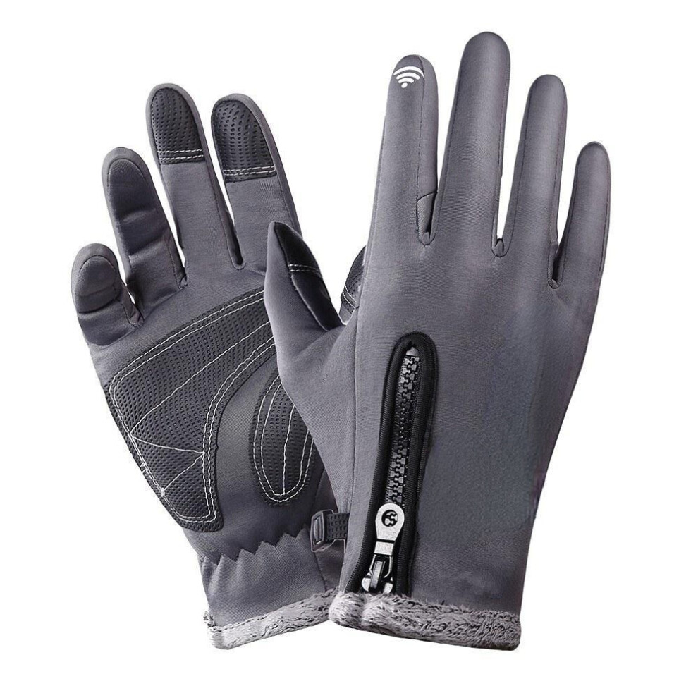 (Grey, L) Unisex Winter Fleece Thermal Glove 