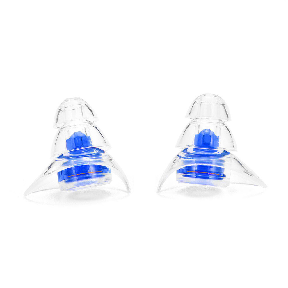 (Blue) 2 Pairs Earplugs Noise Reduction Silicone Ear Plugs Camping Travel Sleeping Swimming Earplugs