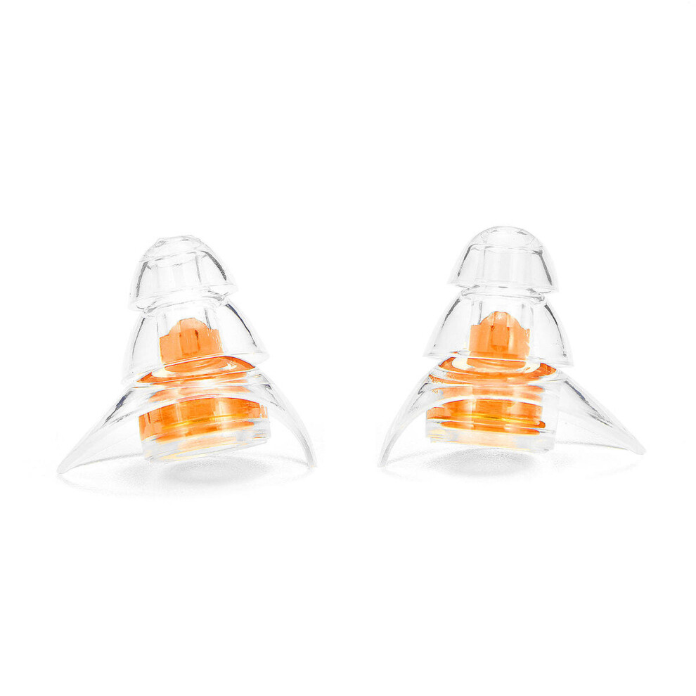 (Orange) 2 Pairs Earplugs Noise Reduction Silicone Ear Plugs Camping Travel Sleeping Swimming Earplugs