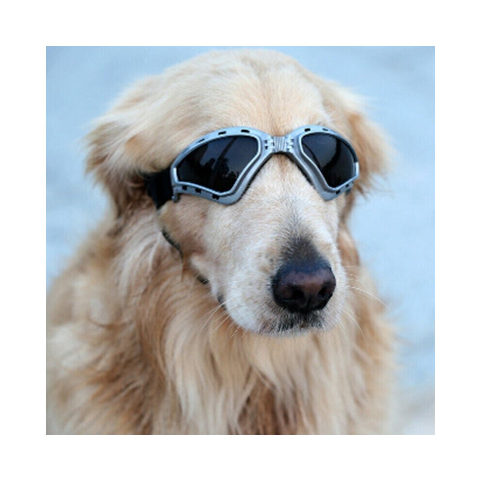 (Silver) Pet Accessories Sunglasses Goggles Foldable Windproof Sunscreen Goggles In Large Dog Glasses