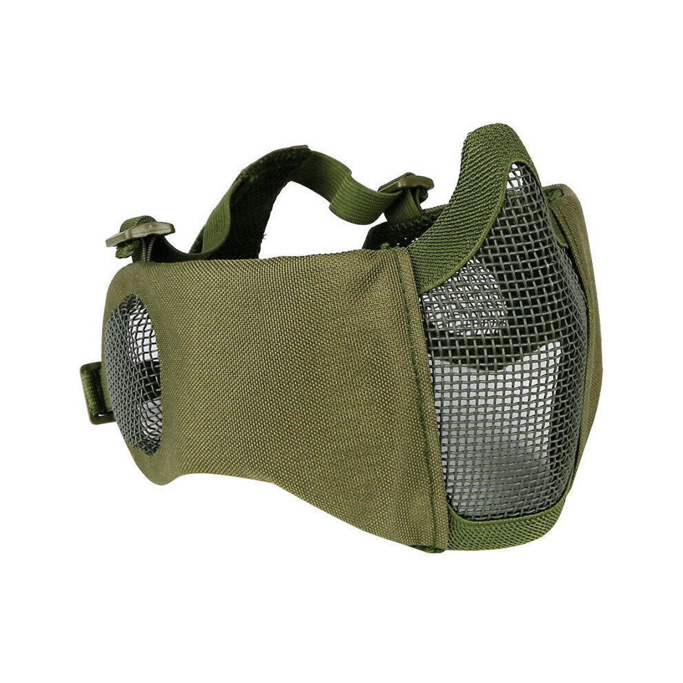 (Green) Outdoor CS Game Steel Wire Face Mask Breathable Protection Half Mask Outdoor Hunting Tactical Equipment