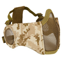 (Desert Camouflage) Outdoor CS Game Steel Wire Face Mask Breathable Protection Half Mask Outdoor Hunting Tactical Equipment