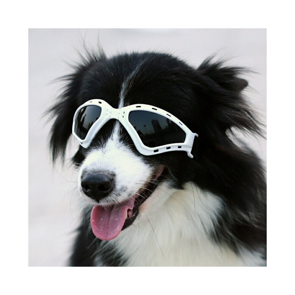 (White) Pet Accessories Sunglasses Goggles Foldable Windproof Sunscreen Goggles In Large Dog Glasses