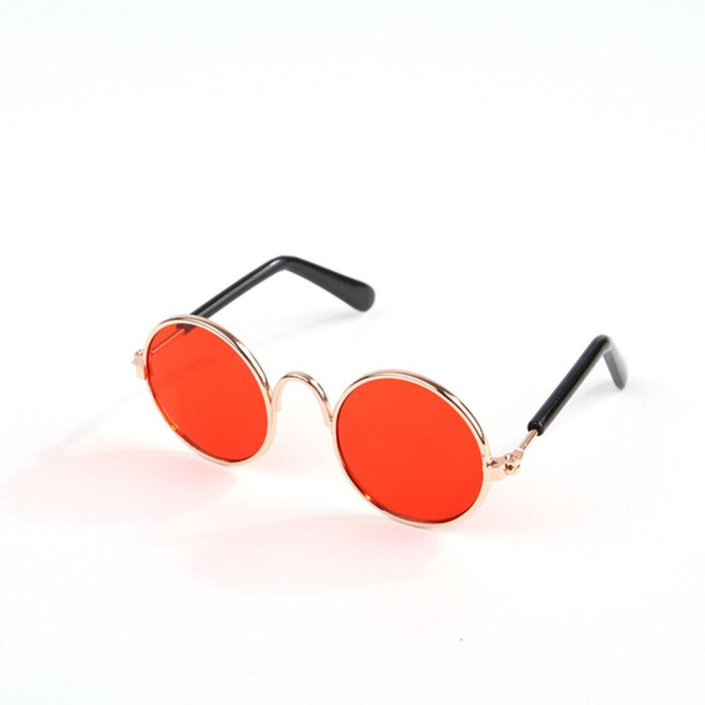 Greenzech (Red) Dog Pet Glasses Lovely Vintage Round Cat Sunglasses Reflection Eye Wear Glasses For Small Dog Cat Pet Photos Props