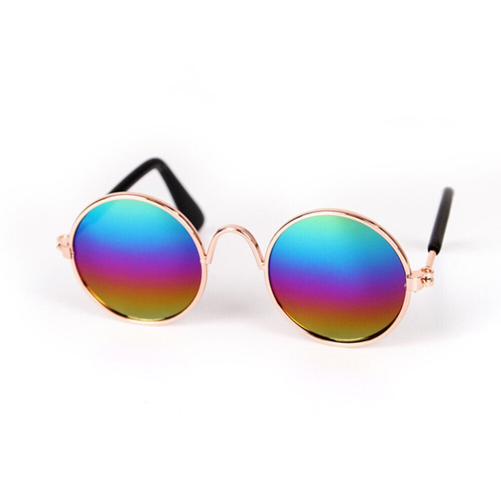 Greenzech (Colorful) Dog Pet Glasses Lovely Vintage Round Cat Sunglasses Reflection Eye Wear Glasses For Small Dog Cat Pet Photos Props