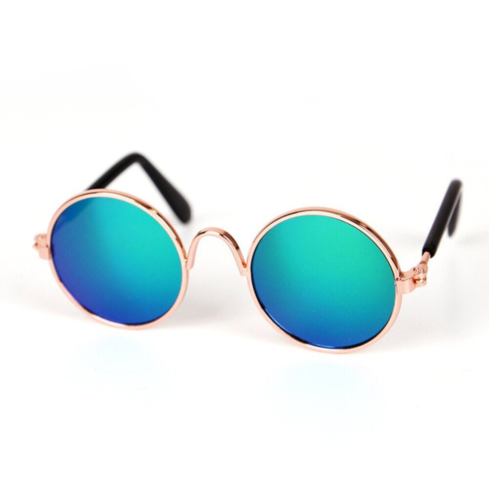 (Green) Dog Pet Glasses Lovely Vintage Round Cat Sunglasses Reflection Eye Wear Glasses for Small Dog Cat Pet Photos Props