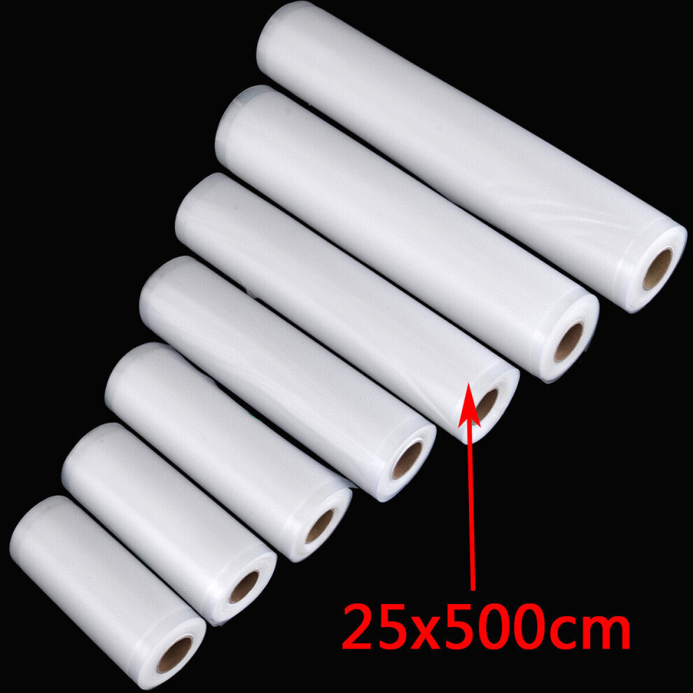 (25x500cm) 7 Different Size Transparent Vacuum Sealer Bags Rolls Food Saver Seal Storage Package Bags
