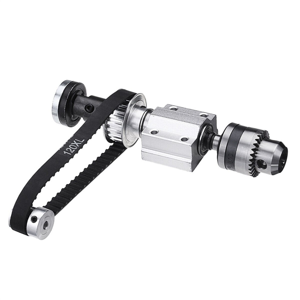 (JTO Drill Chuck Set) No Power Spindle Assembly Small Lathe Accessories Trimming Belt Drill Chuck Set with Synchronous Belt
