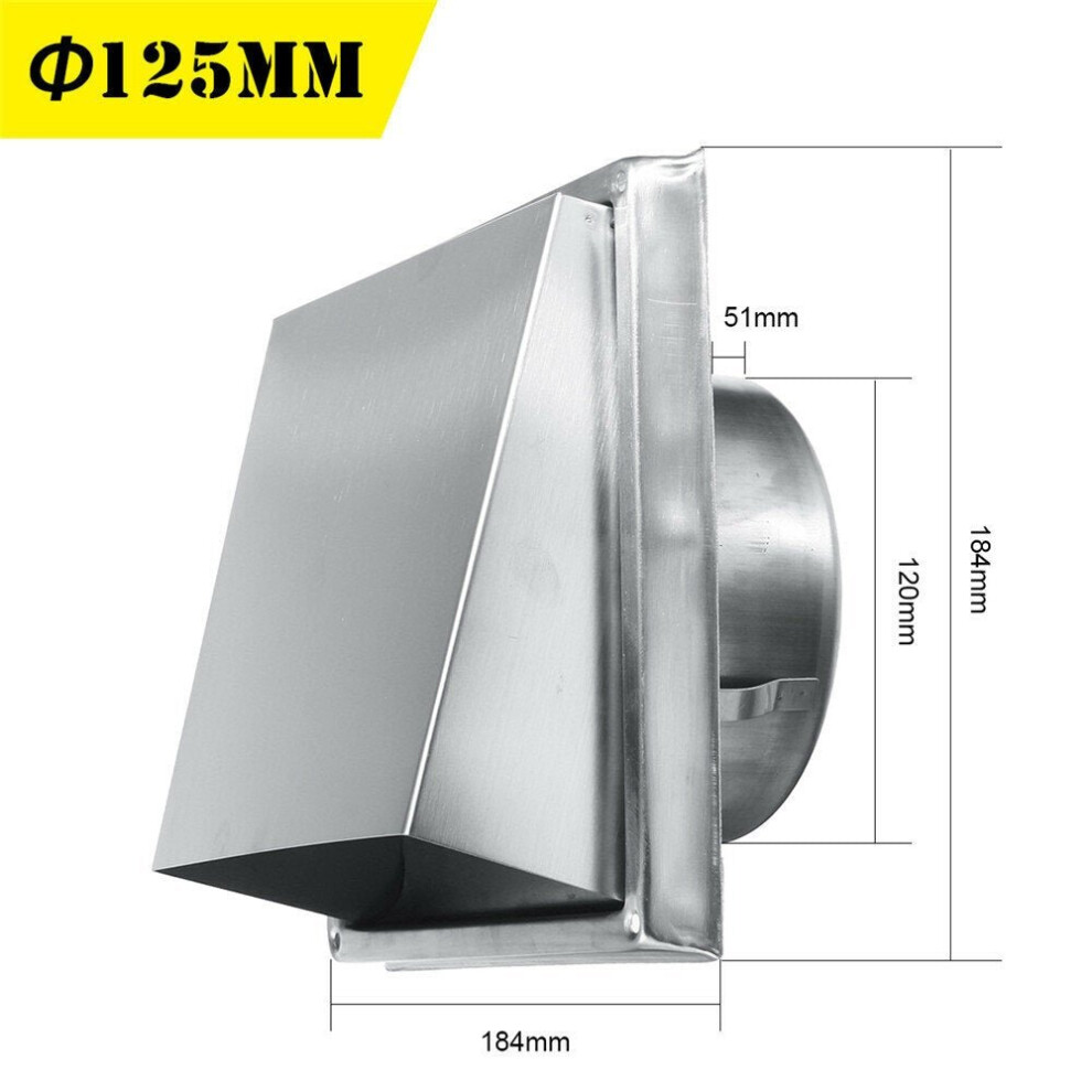 (100mm) 100/125/150mm Stainless Steel Square Wall Air Vent Ducting Grille Cover