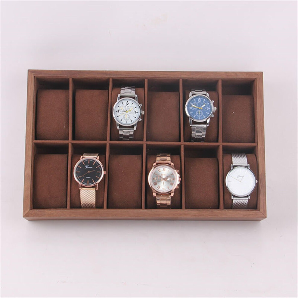 (M) 6/12/18 Slots Wooden Watch Display Tray Collection Storage Case Organizer Box