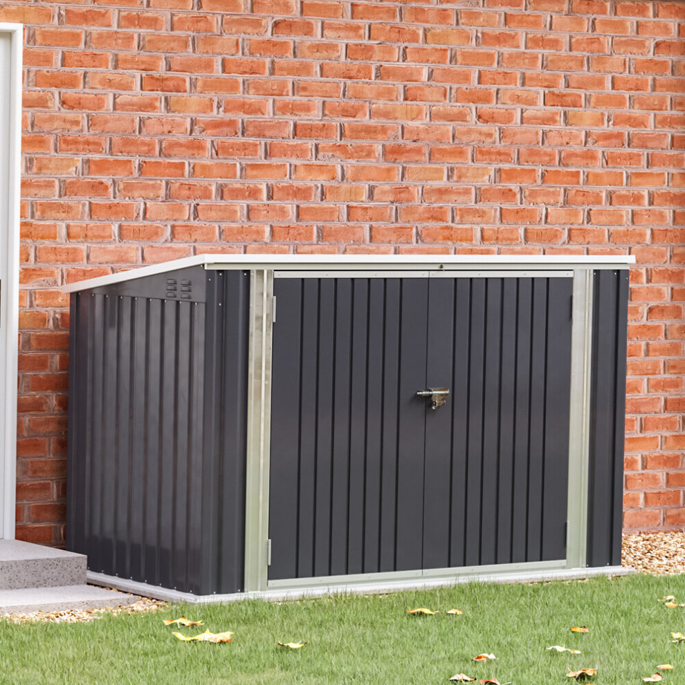 7 x 3 ft Lockable Steel Garden Metal Junk/Bike Storage Shed Charcoal Black