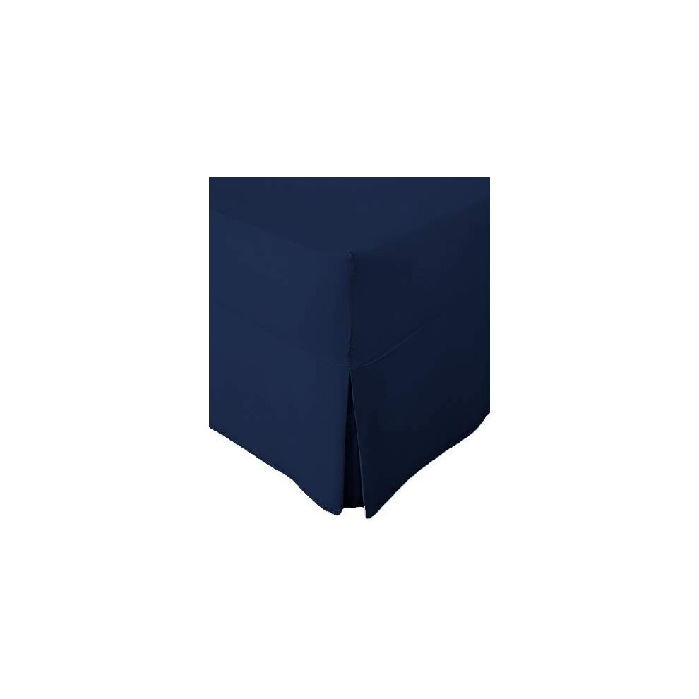 (Double, Navy) Non-Iron Percale Fitted Valance Sheet Pleated-image-OPC-P9QZYB6-NEW
