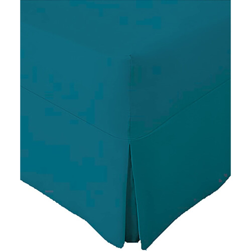 (Single, Teal) Non-Iron Percale Fitted Valance Sheet Pleated