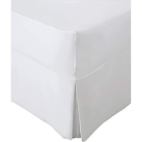 (4FT Small Double, White) Non-Iron Percale Fitted Valance Sheet Pleated