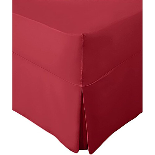 (Pillow Pair Cases, Red) Non-Iron Percale Fitted Valance Sheet Pleated