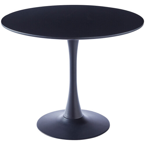 Living And Home (Black) Modern Round Wooden Table with Metallic Base 2