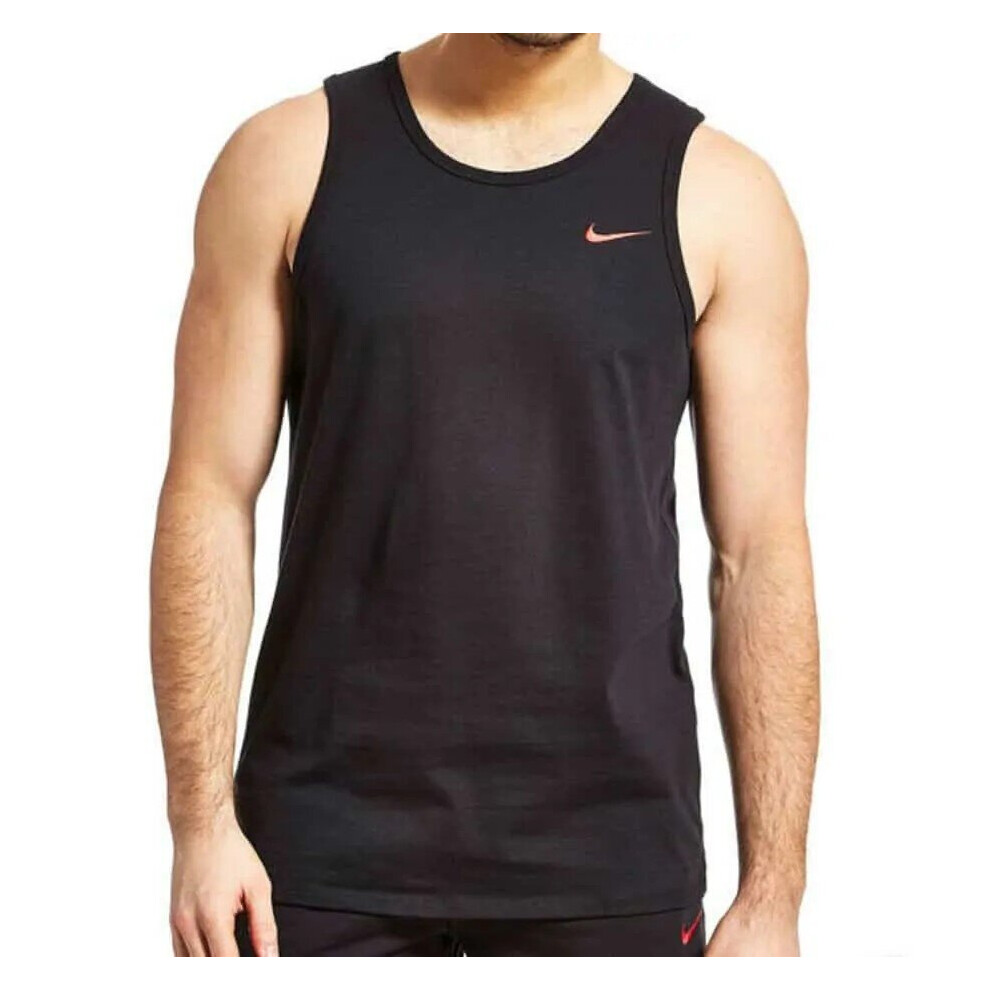 (823645_010 Nike Mens Vest Black XL) Nike Mens Athletic Training Gym Vest Sleeveless Tank Top