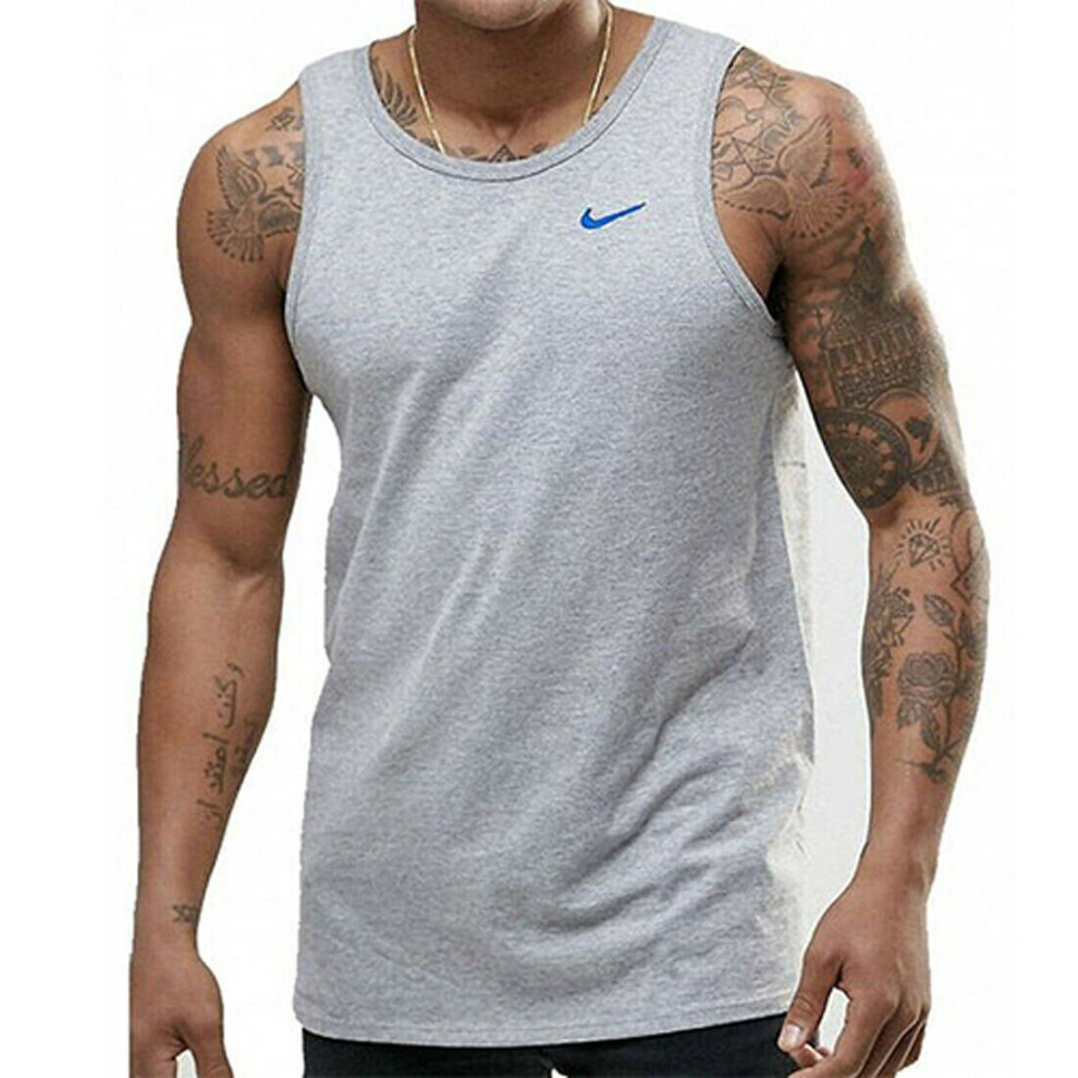 (823645_063 Nike Mens Vest Grey L) Nike Mens Athletic Training Gym Vest Sleeveless Tank Top