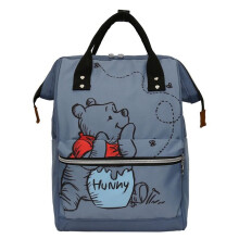 (Blue) Pooh Bear Mommy Bag Printed Backpack Large Capacity Mother And Baby Backpack