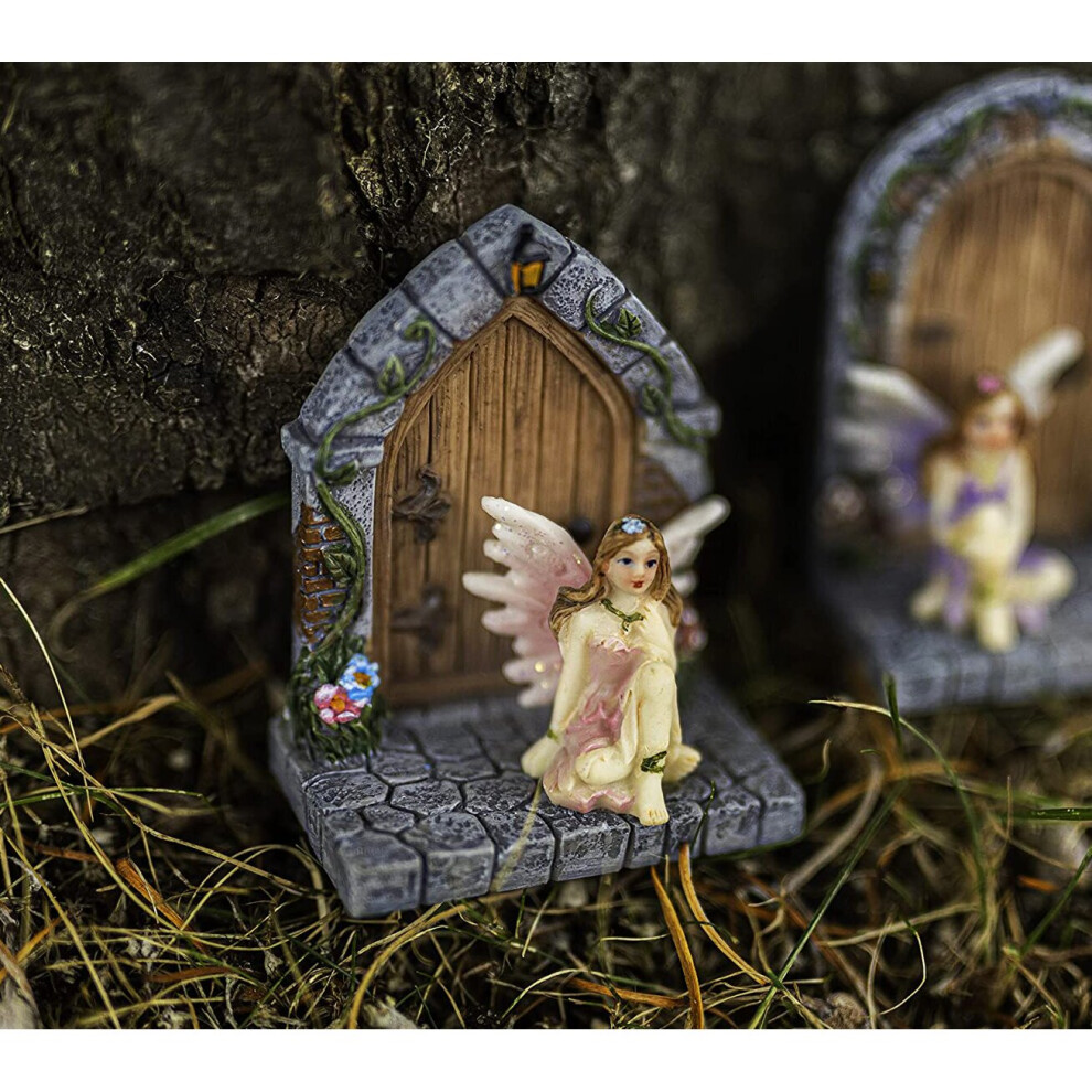 Magical Forest Fairies Pink Fairy Door Miniature Garden Ornament