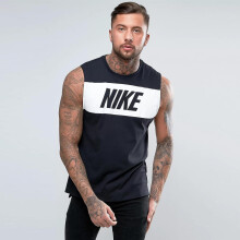(Black, S) Nike Mens Vest Retro Big Logo Sports Gym Sleeveless Tank Top