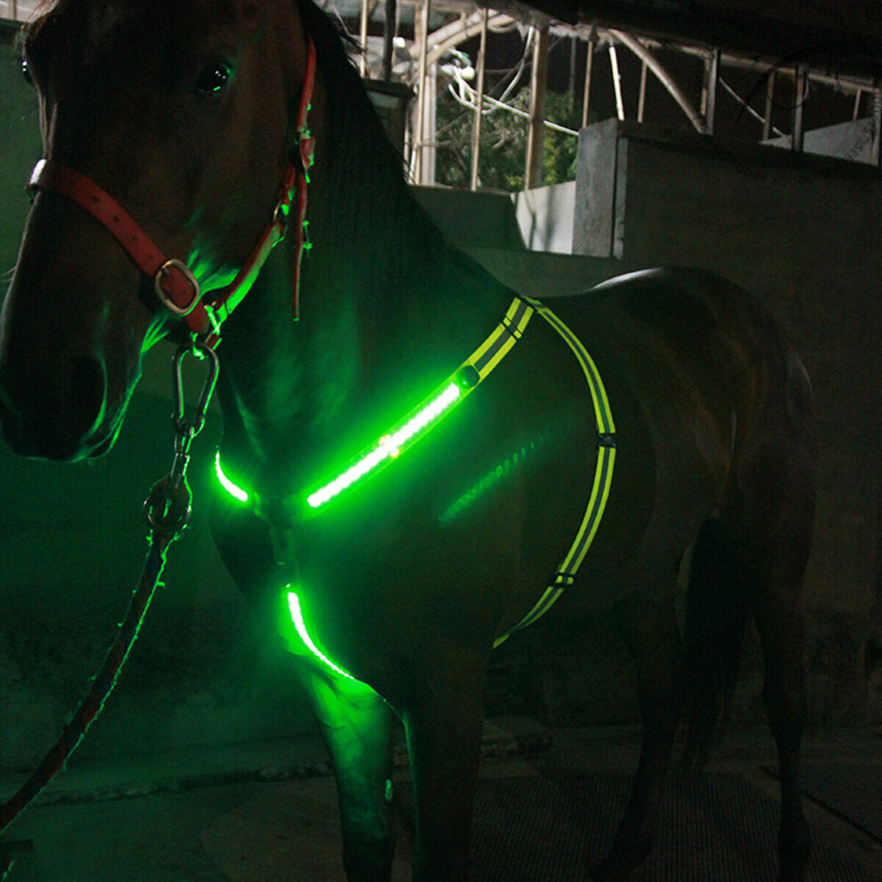 (Green) 1 Pcs Horse LED Flashing Light Night Horse Chest Belt Luminous Lamp Equestrian Equipment