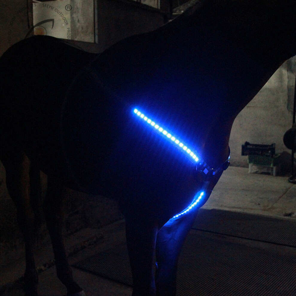 (Blue) 1 Pcs Horse LED Flashing Light Night Horse Chest Belt Luminous Lamp Equestrian Equipment