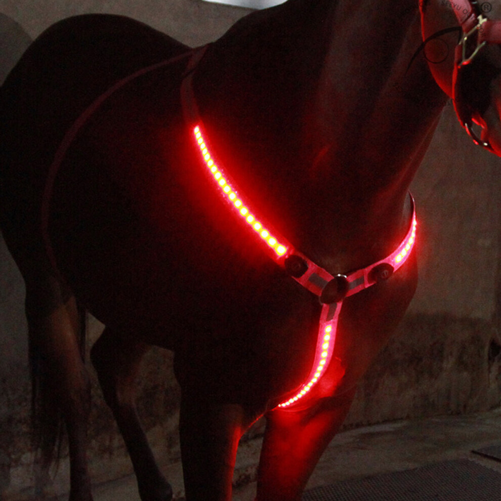 (Red) 1 Pcs Horse LED Flashing Light Night Horse Chest Belt Luminous Lamp Equestrian Equipment