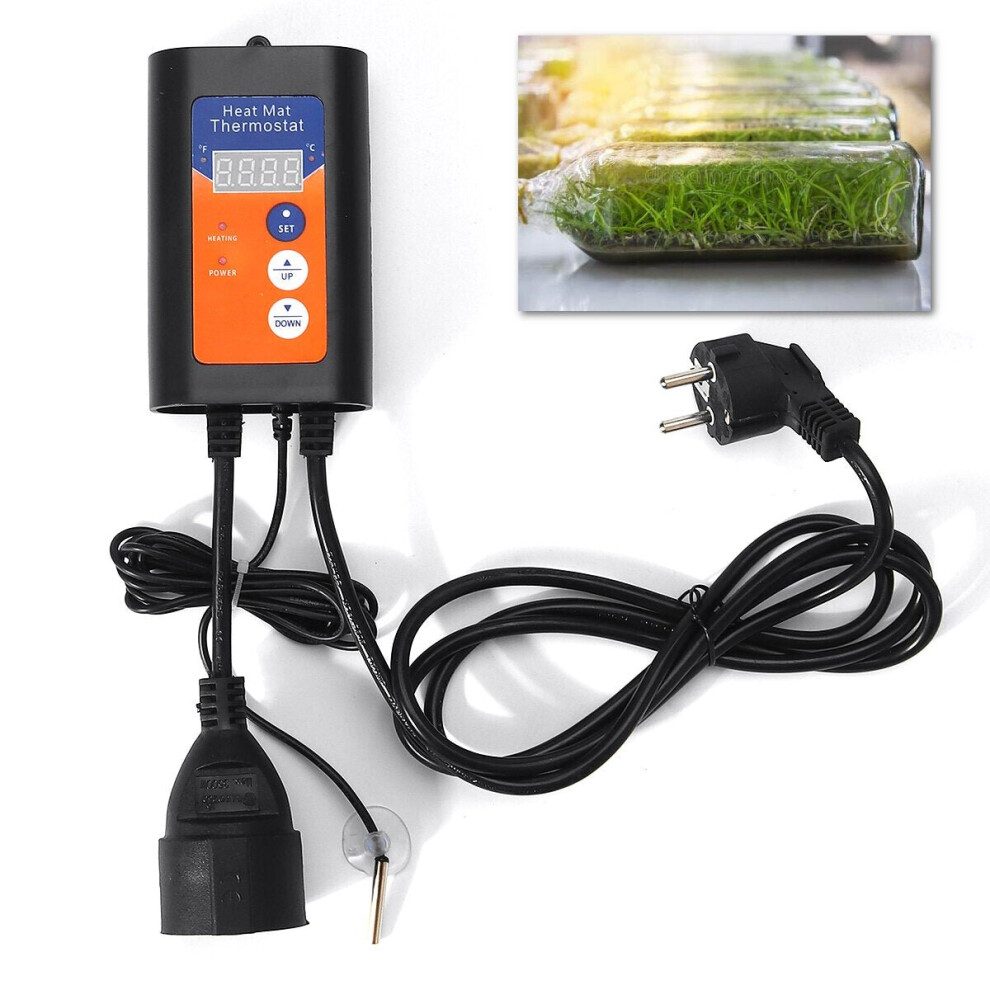 (EU Plug) 1000W 120V Digital Temperature Controller Heat Mat Thermostat for Indoor Plant Seed Germination Pet Heating Warm Pad