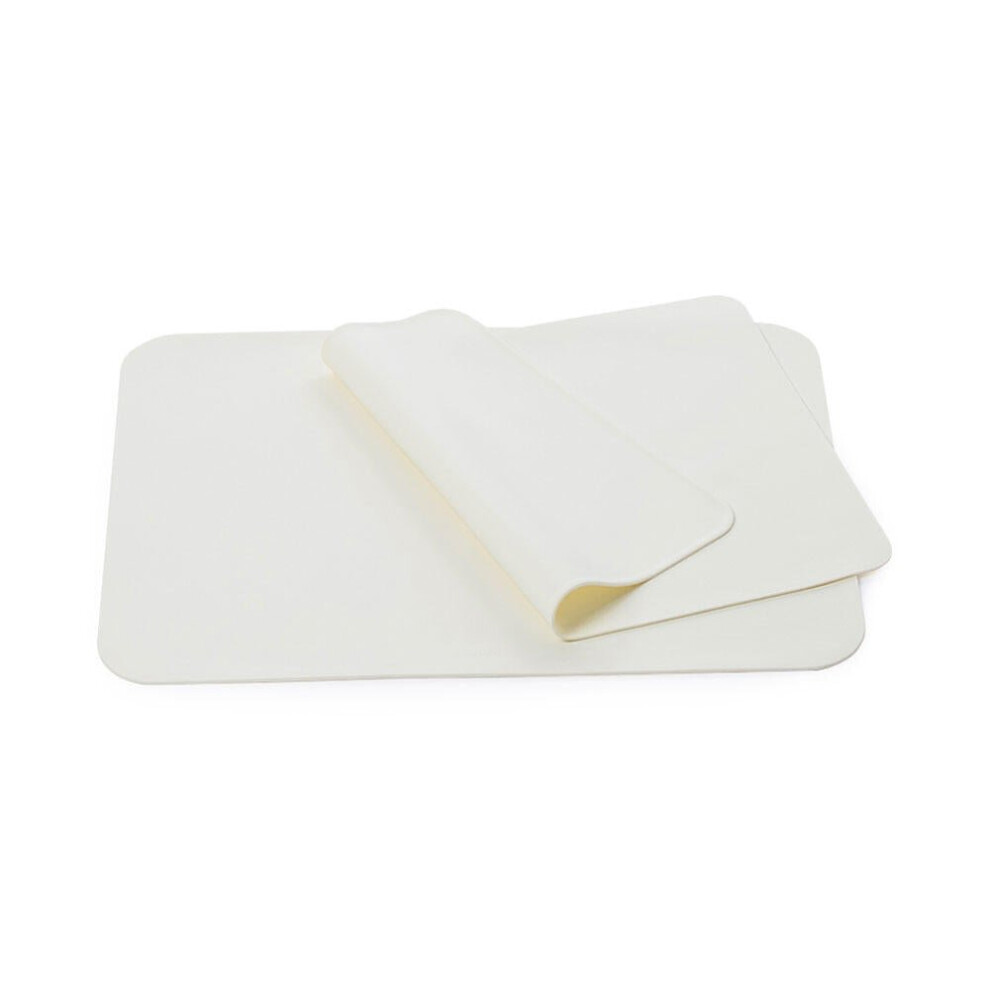 (White, L) Pet Feeding Mat Foldable Silicone Waterproof Anti-spill Dog Food Placemat