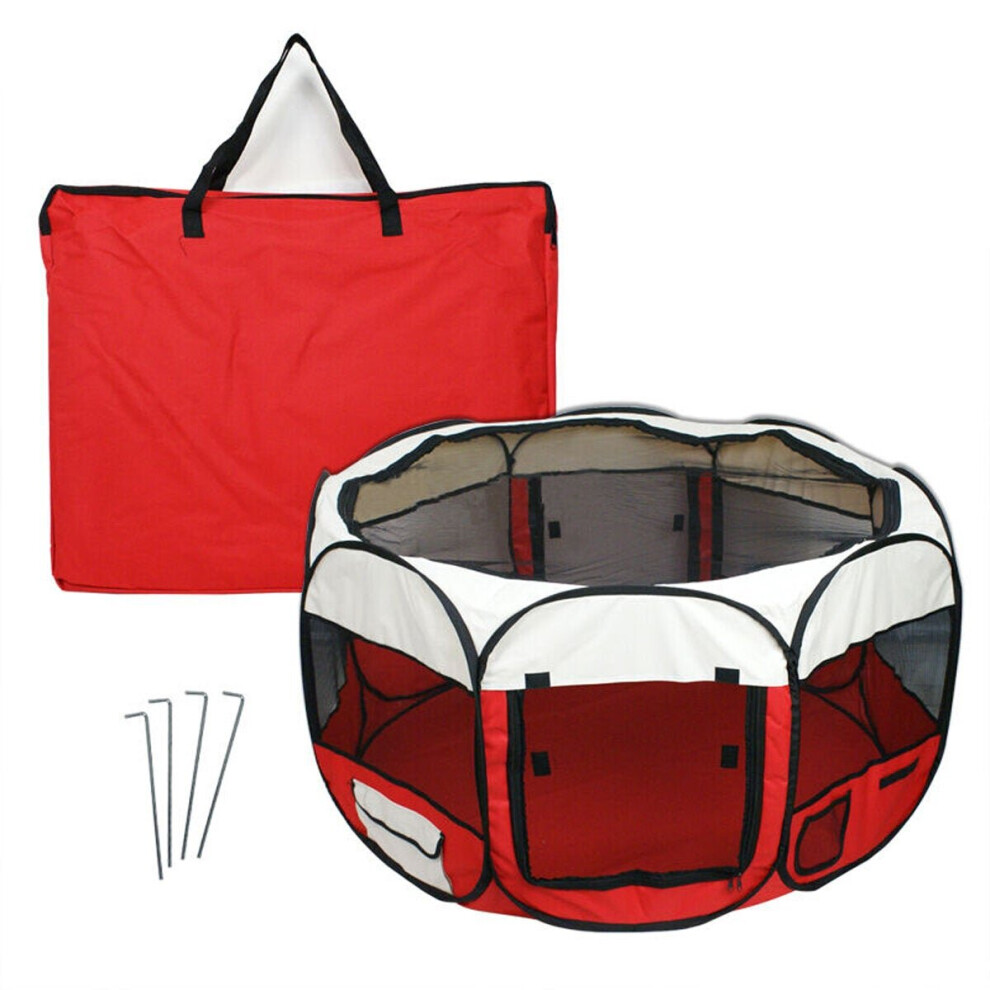 (Red) Outdoors Large Dogs Pet House Breathable Portable Dog Tent for Dog House Octagon Pet Playpen