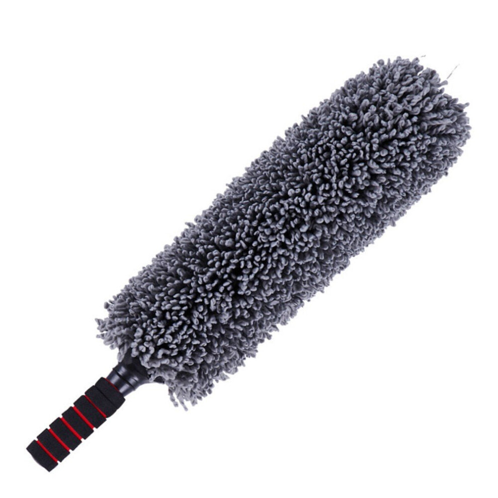 Microfibre Wheel Brush Dust-Cleaning Large Round Telescopic Rod 360 Degree Grey 3654659135735